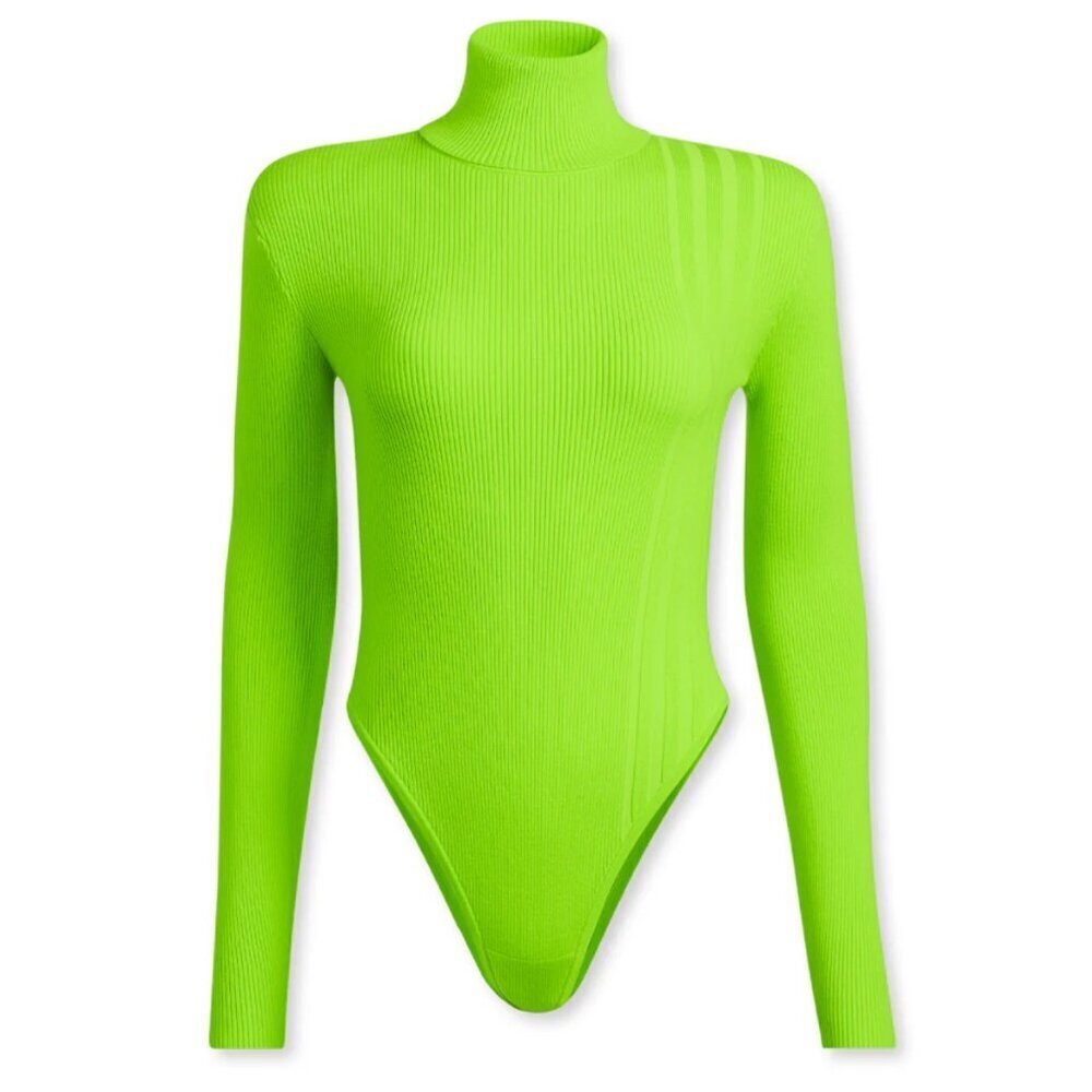 adidas x IVY PARK Turtleneck Rib Knit Bodysuit Solar Green sz L Brat green